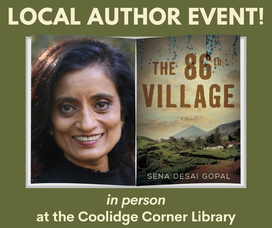 senadesaigopal's tweet photo. If you are local come by for an author event at Coolidge Corner Library on Thursday, Feb. 2. I will be discussing the crime and mystery woven into the book and how it happened. @PolisBooks @lotuslit https://t.co/2DilhTl2BO