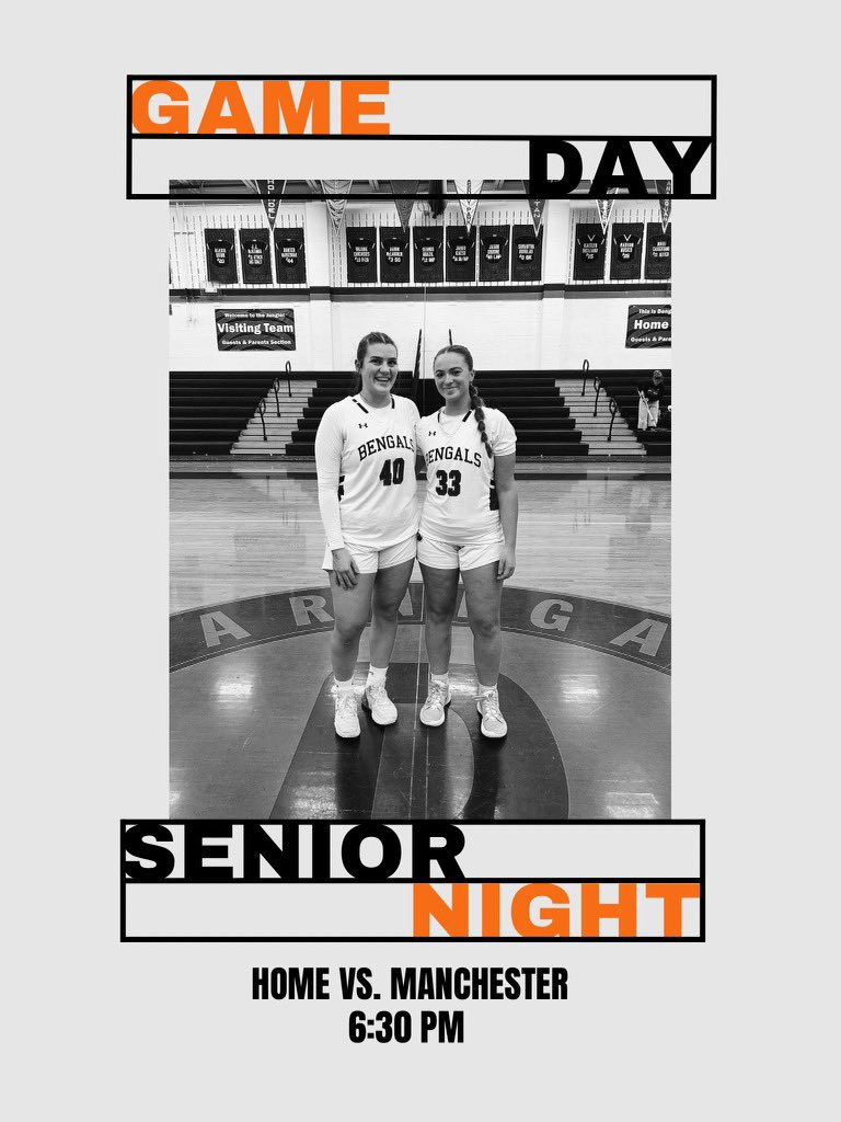 #LadyBengals Senior Night Cara McCoy &amp; Morgan Dobbin. Come out &amp; support them tonight! 🖤🧡🏀❤️
