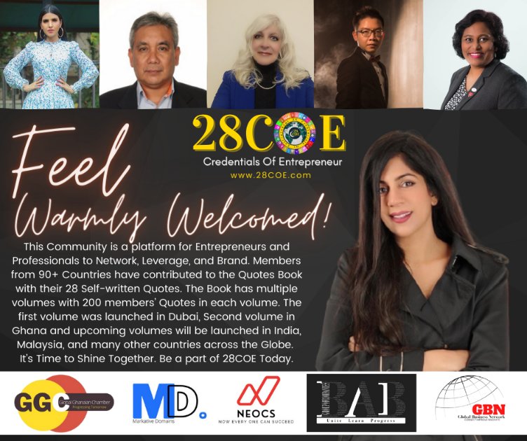 28Coe's tweet photo. A strong network of Business people from 90 countries. That's 28 Credentials of Entrepreneur
It's time to NETWORK, LEVERAGE and BRAND.
#business #entrepreneurs #28coe #28credentialsofentrepreneur
#28corevalues #28COECommunity
#28coequotesbookvolume2 #28coequotesbooksecondvolume https://t.co/BSWScNsrGp
