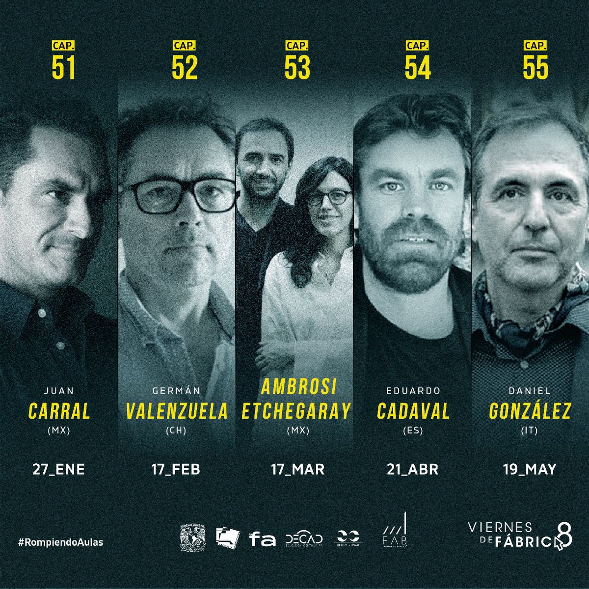 fabricadeciudad's tweet photo. HOY iniciamos nuestro ciclo 8 VIERNES DE FÁBRICA Cap.51 por @jcarralogorman y luego seguido de excelentes colegas 
@german_arqtalca @ametmx @jlambrosi @_gabrielaet Eduardo Cadaval y Daniel González
Dir: @juliogaeta 
@faunam_mx @ArqIBERO @ArchDailyMX @Glocal_Design @archdifusion https://t.co/w2t4SUZhUj