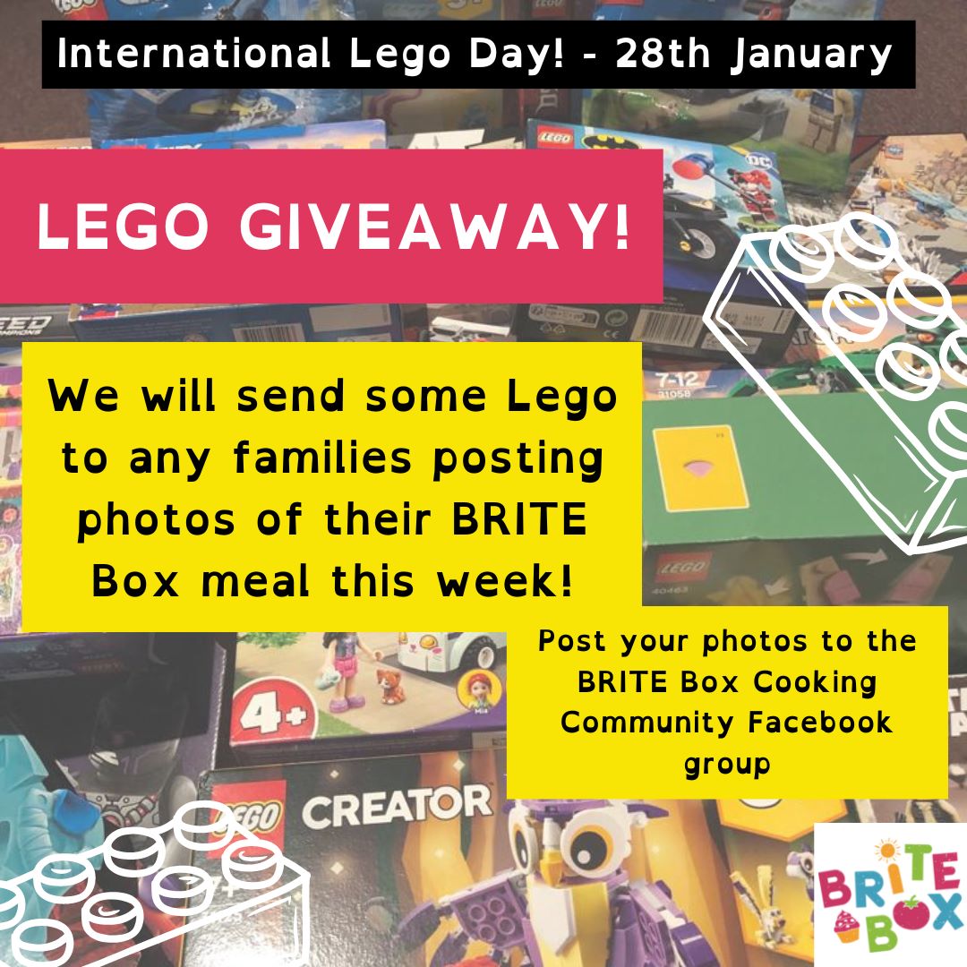 BriteBoxProject's tweet photo. It's International Lego day tomorrow!
In honour of #internationallegoday we will be sending some lego out to any families who post photos of your BRITE Box meals this week!
To enter:
π₯ JOIN OUR FACEBOOK GROUP
π₯ POST A PHOTO OF YOUR BB MEAL
#briteboxproject https://t.co/19hNVdkCI1