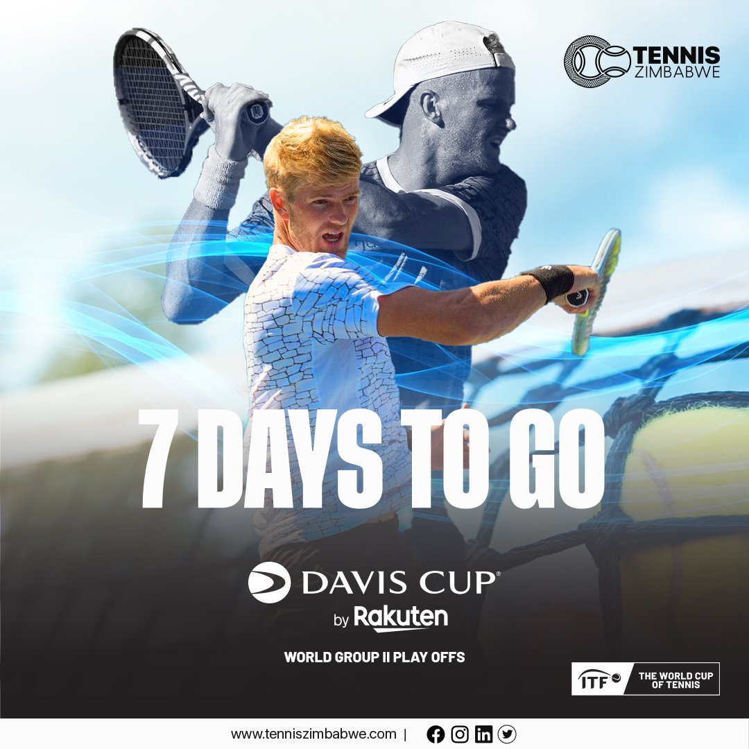 7 days to go!🎉

Make sure you come on down and support Team Zimbabwe 🇿🇼 at the Harare Sports Club from the 3rd-4th of February.

@courtslock
@mehlulida
@benedictbadza
@Benjamm1ng
@TakanyiGaraz

#daviscup 
#welovetennis 
#worldcupoftennis 
#tenniszimbabwe🇿🇼