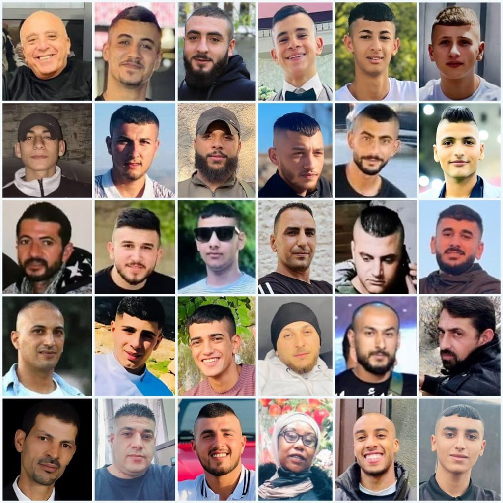 The 30 Palestinians killed by the lsraeli occupation forces in January.