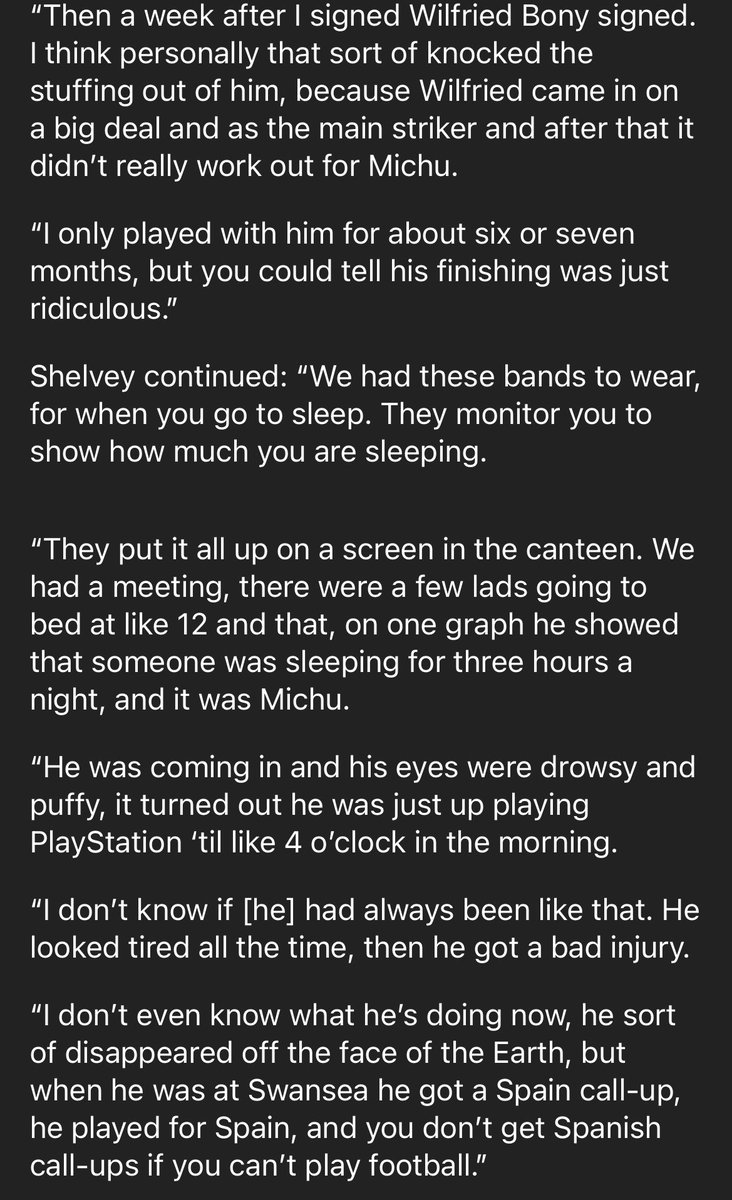 JordanWebber96's tweet photo. Jonjo Shelvey giving his personal view on what he felt went wrong for Michu at Swansea City.

A really sad story. Michu during that 2012/2013 season, he was lethal and one of the biggest bargains football has seen. https://t.co/MyvZfbVXTH