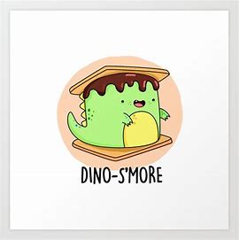 MarsMysterious's tweet photo. Pun of the week-! A picture of a smol dino in-between two graham crackers and chocolate. 
Dinosaur / dino-s'more.
Do you like s'mores? https://t.co/uQiAQb6X3Z