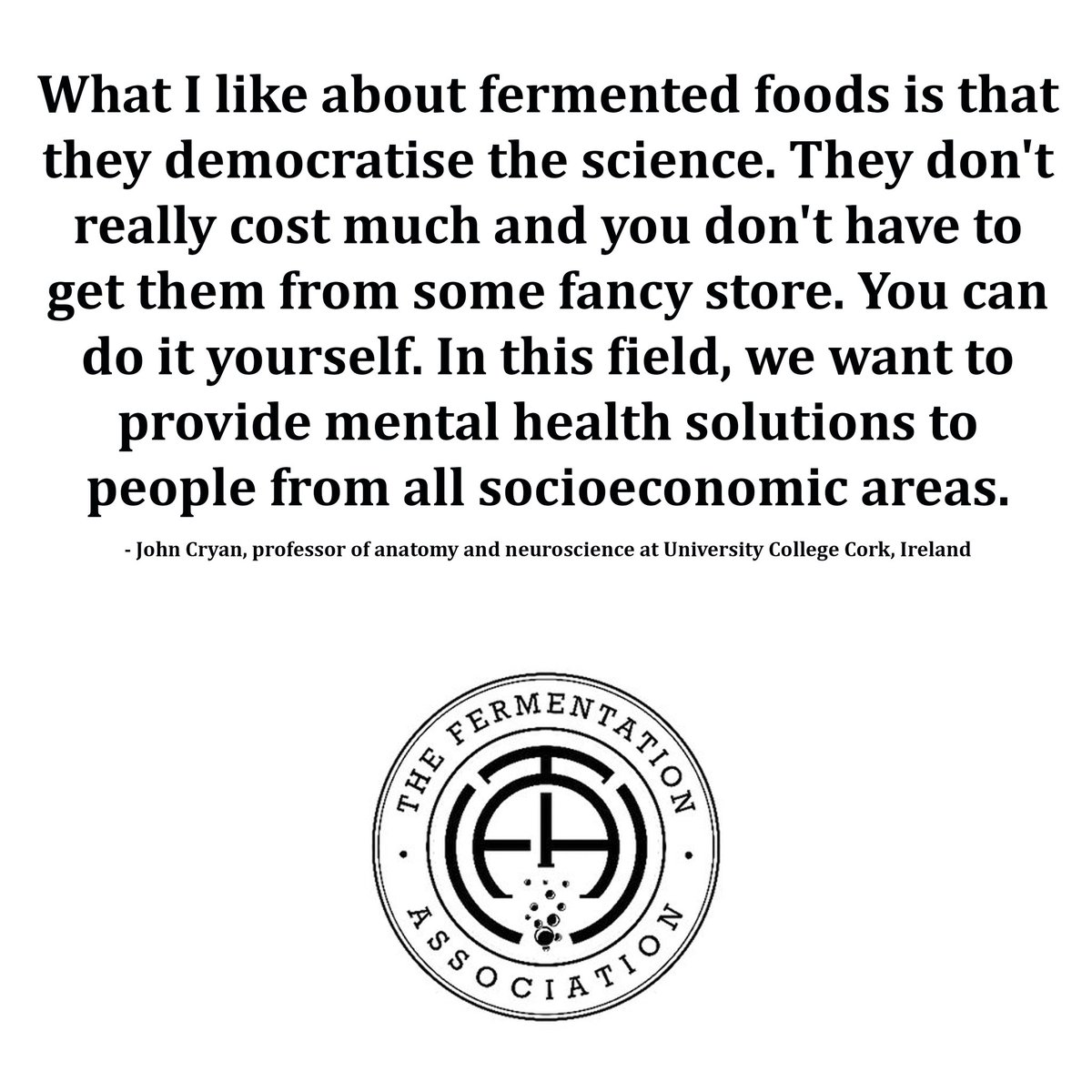 Scientists are learning more about gut health everyday. New research by University of College Cork found a diet high in fermented foods decreases stress. Great quote by <a href="/jfcryan/">John F. Cryan</a>