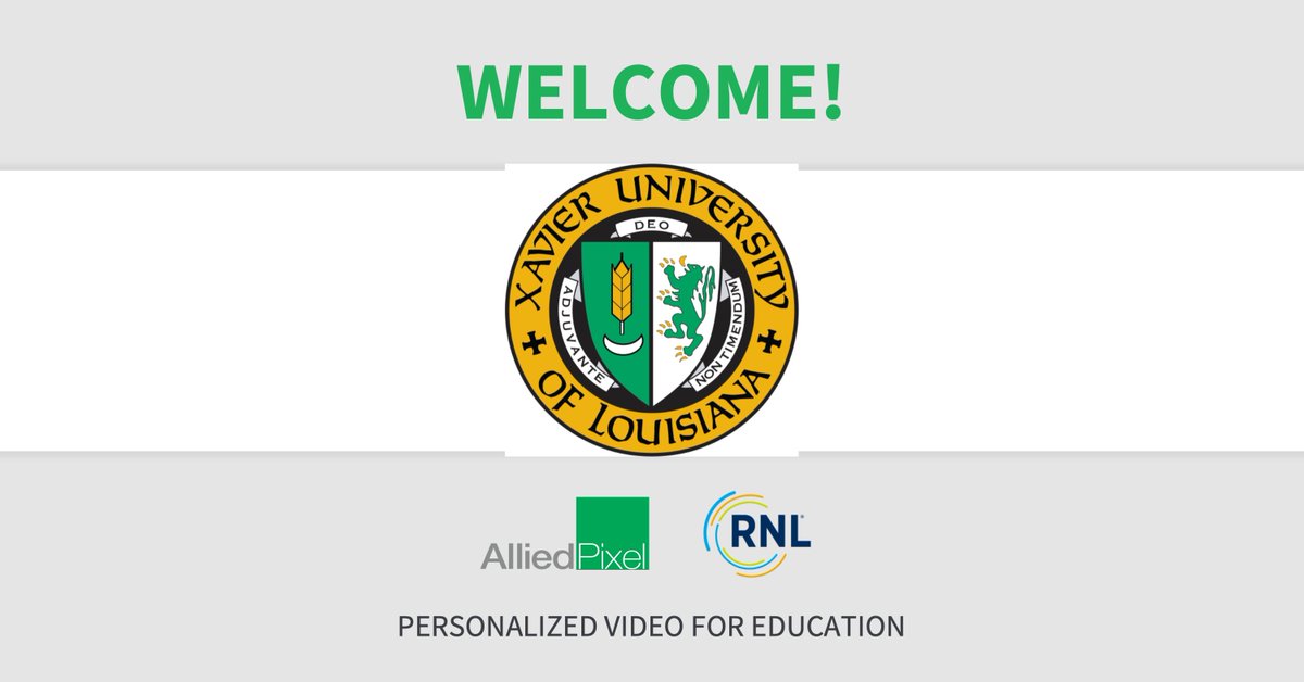 Welcome Xavier University of Louisiana! We look forward to working with you alongside our friends at Ruffalo Noel Levitz.

To learn more about how Allied Pixel helps educational partners, visit bit.ly/VideoForHigher…