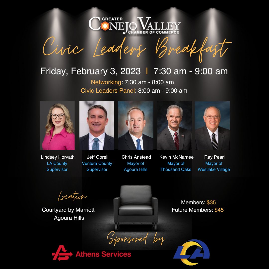 Don't miss out on the Civic Leaders Breakfast! 👏 This event is hosted by @ConejoChamber1 Register by visiting conejochamber.org/events/details… ✨