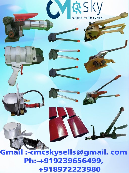 M/S "CMC SKY" manufacturer and general order supplier, is playing a dynamic role in steel packaging sectors. We maintain superior quality and commitment. Glimpse of our products -- 1) Pneumatic Operated:-Tensioner, Sealer,Combination Tools. 2) Manual operated Tools:--Sealar,Cutter,Tensioner. 3) SteelSeal/Clip:--Coloured,logodesign (as per your Design). 4) Accessories :--Despenser, Balancer,etc. ✴ Our products maintain the Following features :-- ✅ Own Manufacturer.🇮🇳 ✅ Prompt Service after sale as per your requirements. ✅ Long Runtime. ✅ Save strap Wastage. ✅ Spare parts -Sufficient Availability. ✅ Cheap & best Commodities. #design #quality #packaging If you have any requirements please give us an opportunity, we shall serve our best to your utter satisfaction. Our contact details- By phone - +91 9239656499,+91 8972223980 By email - cmcskysells@gmail.com Bankra Dotala Jhilpar,Domjur,Howrah -711403,W.B Thanks & Regards Aslam Bin Akram Marketing Manager CMC SKY