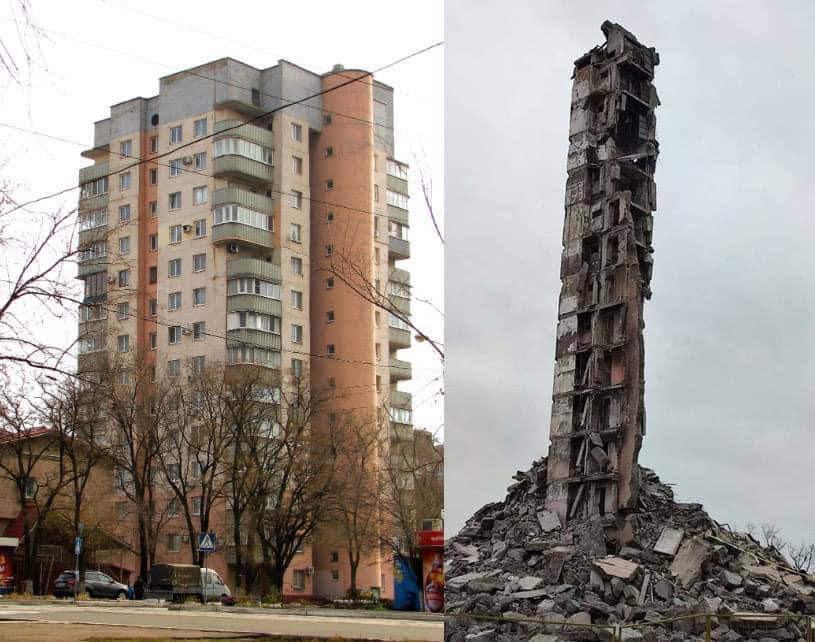 mariupol: before and after genocidal russia arrived.