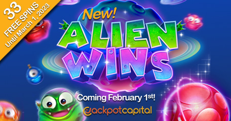 Comical Extraterrestrials Bring Astronomical Payouts in New Alien Wins, Coming Soon to Jackpot Capital Casino Introductory free spins available February 1st to March 1 st