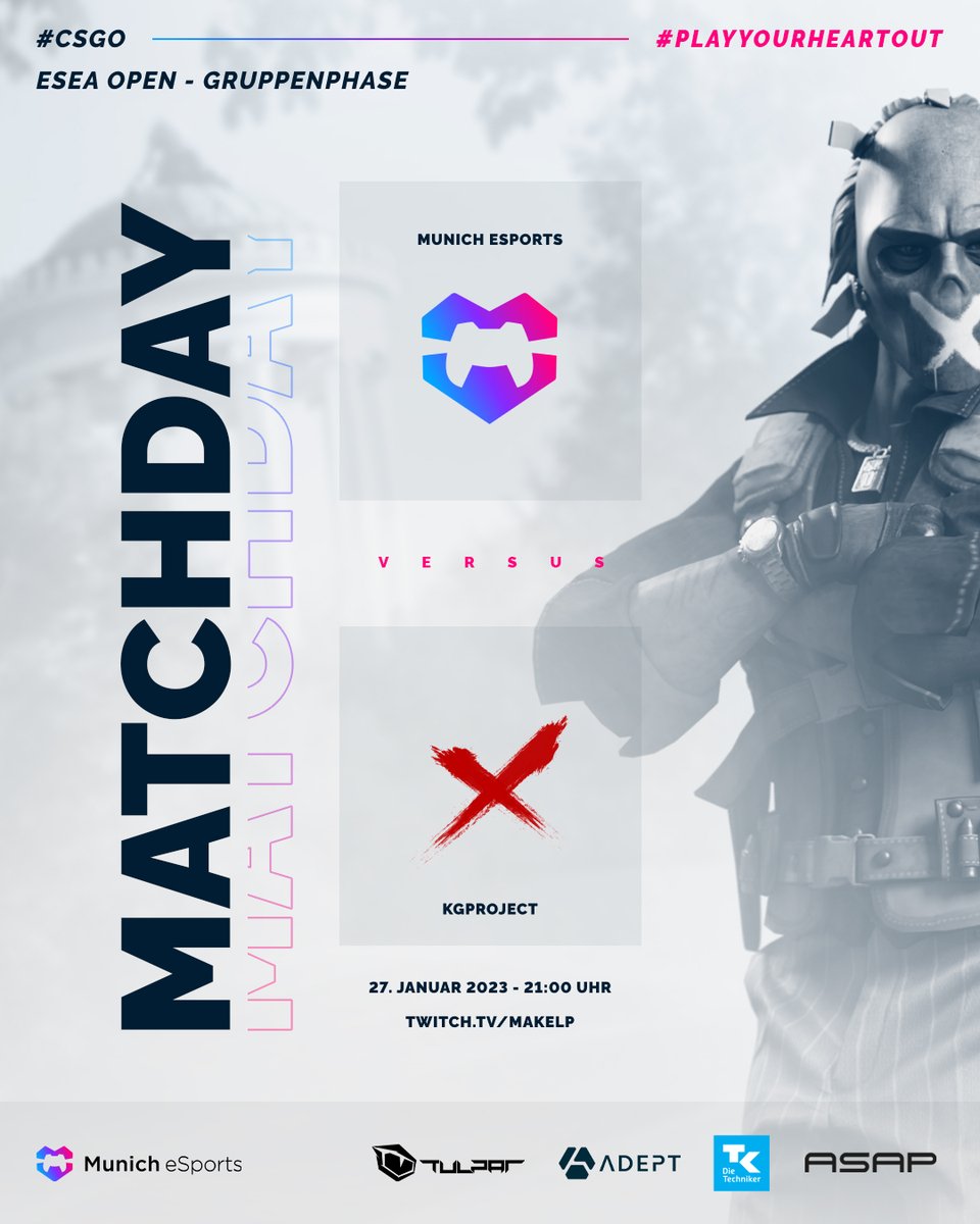 munich_esports's tweet photo. Im vierten #ESEA Open Match geht es für unser #CSGO Main-Team zum dritten mal in Folge auf Overpass 😁
Auf geht's!
📆 heute, 21:00 Uhr
⚔ Munich eSports vs. #KGProject
📺 https://t.co/9DRv3zrBnO
🎙@makeLpLive
#PlayYourHeartOut https://t.co/7r5PMwK1qd