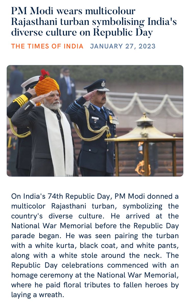 ankithardiya21's tweet image. #PMModi #wears #multicolour #Rajasthani #turban symbolising #India's #diverse #culture on #RepublicDay
 timesofindia.indiatimes.com/india/pm-modi-…

via #NaMoApp