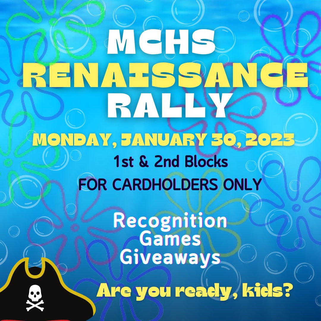 Are you ready, kids?

We can’t wait to recognize & celebrate your achievements during the Renaissance Rally! Only cardholders will attend—check with any teacher to see if you earned a card, email Mrs. Sweeney, or check the list outside her door. 
#magnoliarenregion @J_Renaissance