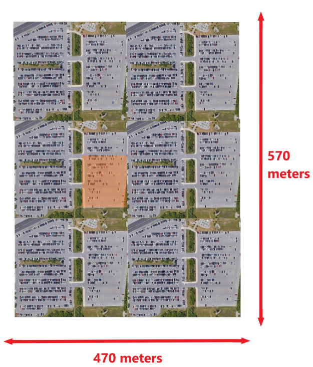 FuckCarsReddit's tweet photo. This is the space that a 7000 unit capacity car parking lot occupies. The orange square is the size of Amsterdam's new 7000 unit capacity bike parking structure. https://t.co/9UmsVgQyDR