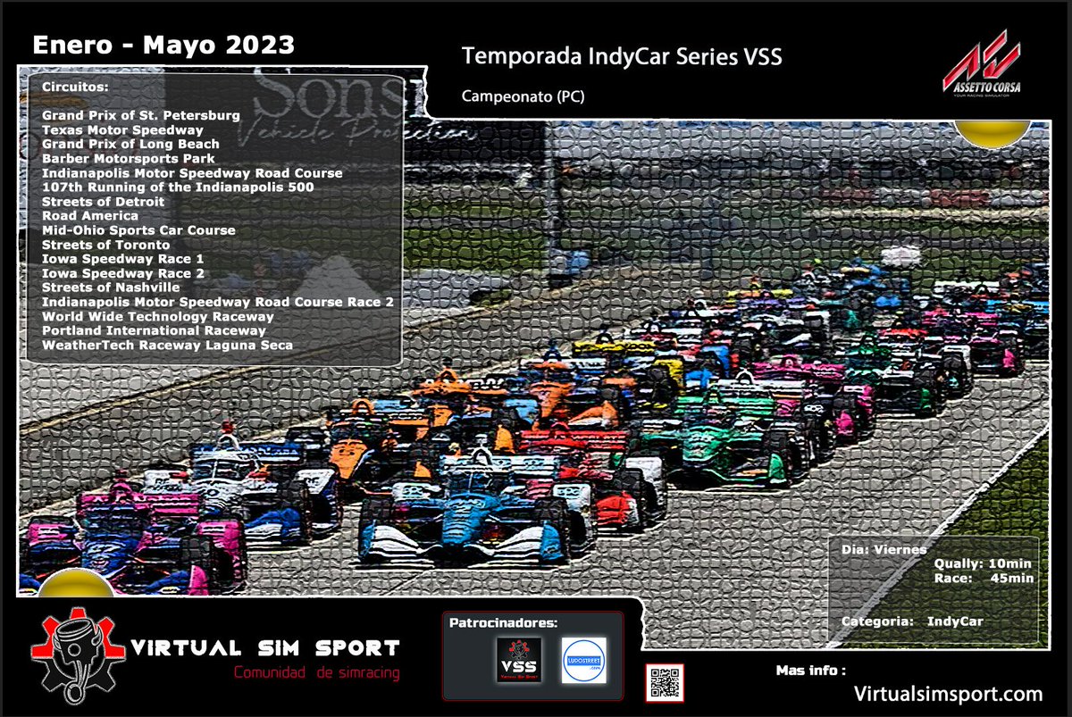 Primera carrera de la Indy en VSS, te esperamos 
en...
discord.gg/VedkHy5tGU