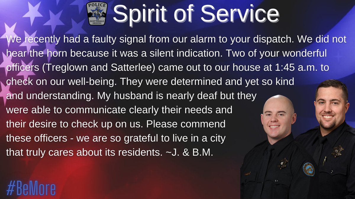 ScottsdalePD's tweet photo. #SpiritofService #BeMore #ScottsdalePD #SafelyScottsdale #compassion #kindness #serveandprotect #247operations https://t.co/9kJlyKChnZ