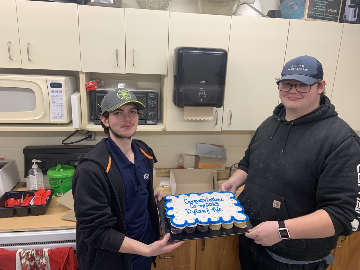 HPEDSB Co-op students working with HPEDSB skilled trades.  

Thank you Dylan and Nic for being part of our Team during your co-op term. Dylan worked alongside our electricians, and Nic with our carpentry staff. #HPElearns #HPEtogether