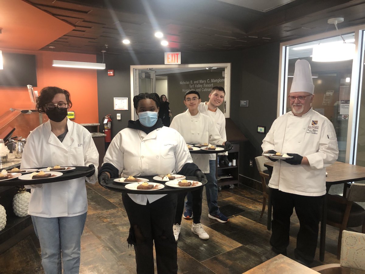 DrBHOHS's tweet photo. #HowardPride Culinary students spent the day in the Culinary kitchens at HCC today making Chicken Katsu and salted caramel brownies. Yum! https://t.co/fg4I11LtEp