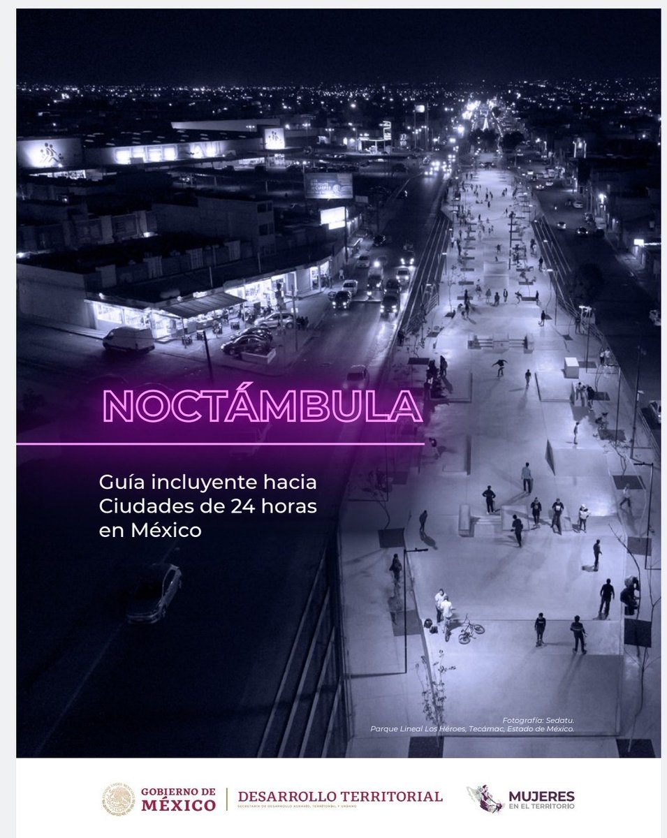 Mabel Almaguer (@kolhoznitza) on Twitter photo Ayer desde <a href="/SEDATU_mx/">SEDATU México</a> presentamos #Noctámbula guía incluyente hacia ciudades de 24 horas en México.
Las ciudades no se viven solo de 6am a 8pm, por ello con esta guía ponemos en la agenda la necesidad de planear las ciudades en toda su temporalidad 🌇🌃🕔
🧵 Ayer desde <a href="/SEDATU_mx/">SEDATU México</a> presentamos #Noctámbula guía incluyente hacia ciudades de 24 horas en México.
Las ciudades no se viven solo de 6am a 8pm, por ello con esta guía ponemos en la agenda la necesidad de planear las ciudades en toda su temporalidad 🌇🌃🕔
🧵
