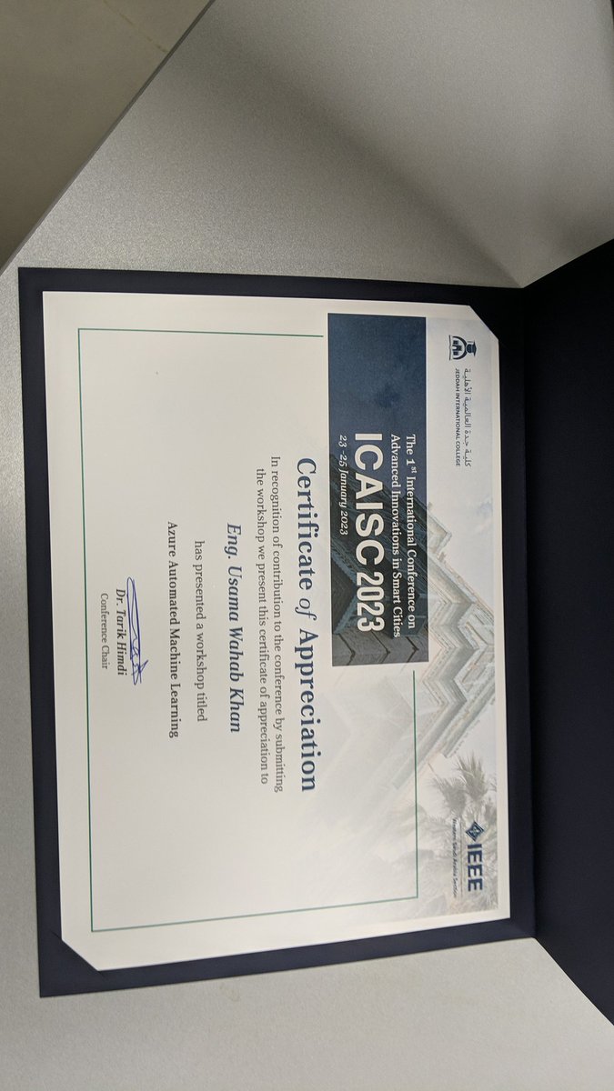 usamawahabkhan's tweet image. #MVPBuzz #AzureML #Saudi #IEEE #JIC #ICAISC2023 #Jeddah