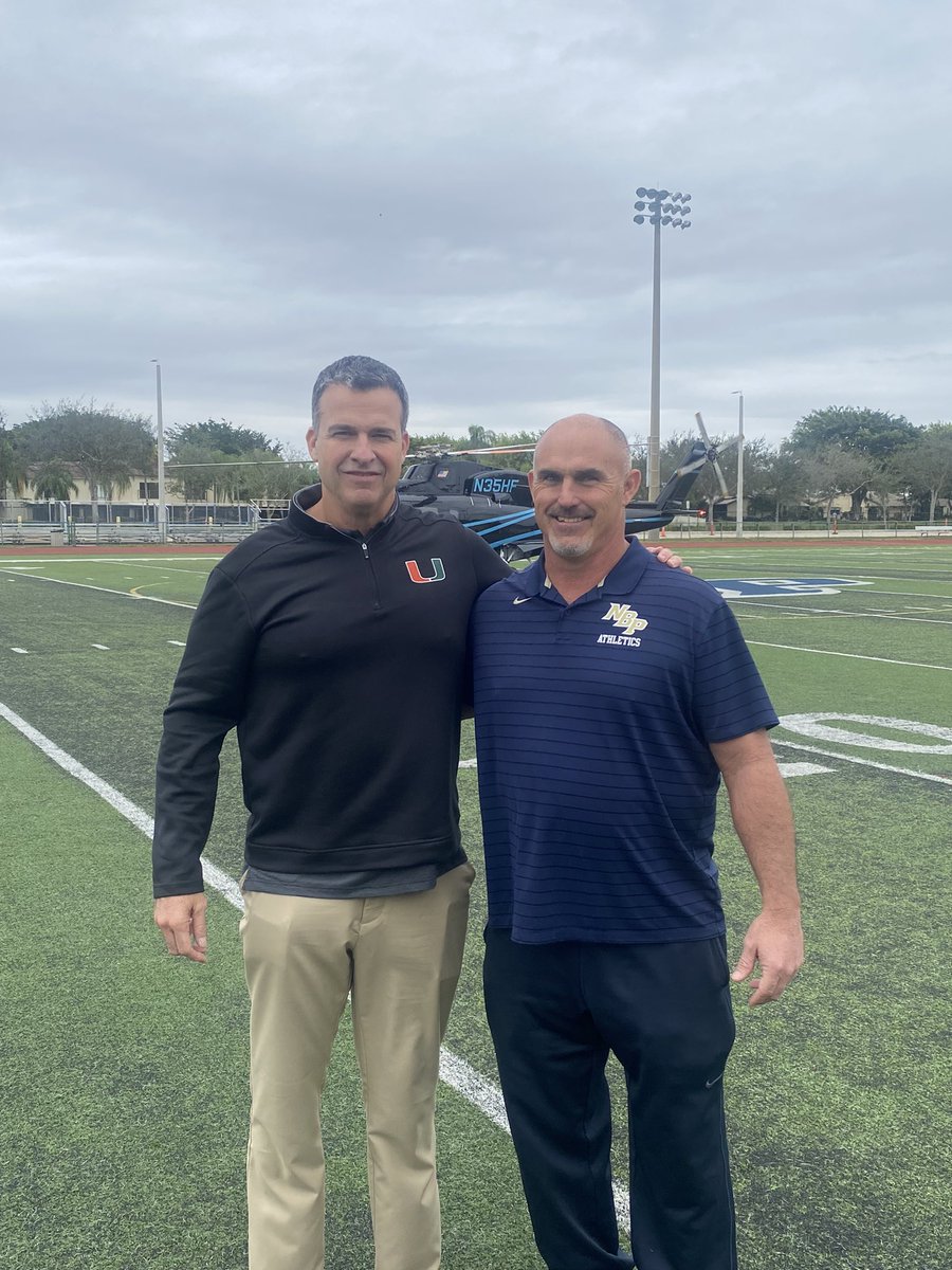 NBP_Football's tweet image. Thank you @coach_cristobal and @CanesFootball for stopping by campus today to recruit our student-athletes.