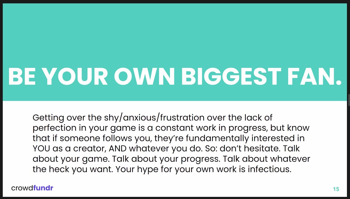 Crowdfundr's tweet photo. "Your hype for your own work is infectious" - @TheDovetailor 🌟 https://t.co/afTMzYKUyf