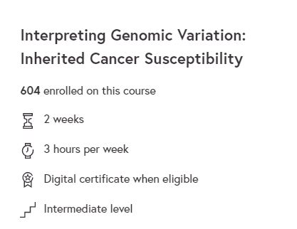 Learn from renowned consultants in #ClinicalGenetics and explore how robust #VariantInterpretation is needed to support patients with increased risk of #Cancer on our free @futurelearn course. futurelearn.com/courses/interp… @StGeorgesUni @UKCGG @BritSocGenMed