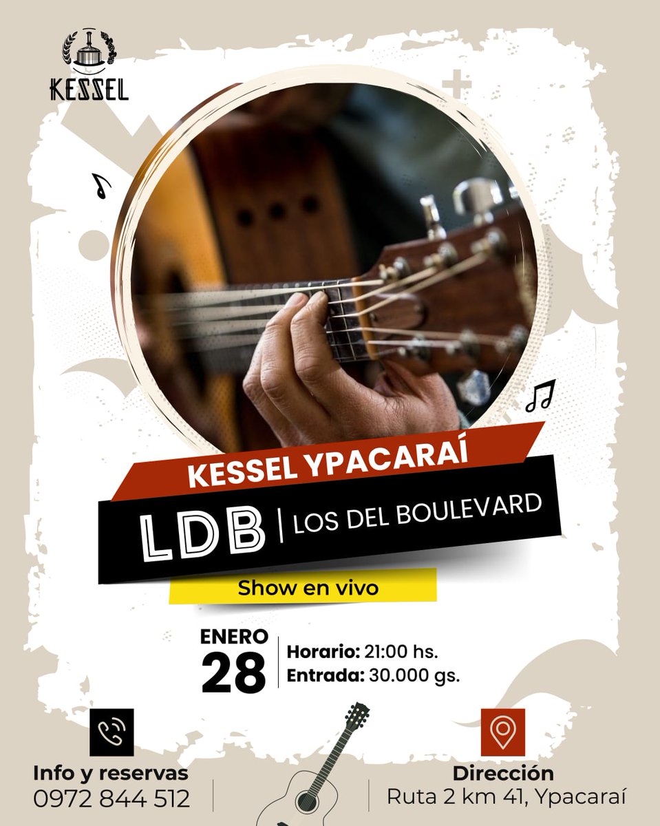 Mañana sábado 28 de enero, por primera vez en Kessel Ypacarai estarán tocando en vivo nuestros amigos de @LOSDELBOULEVARD . Les esperamos con unas kessel bien frías y buena música 🍻