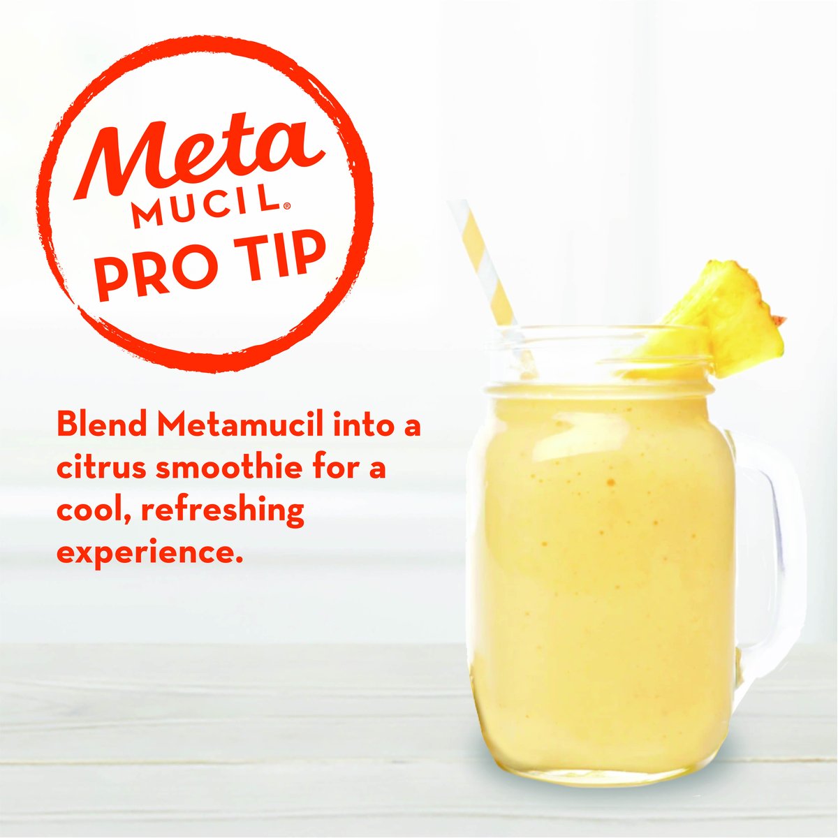Metamucil makes a great addition to a Pineapple-Orange Smash or Lemon-Berry Cooler Smoothie. Plus they help you get a serving of Metamucil in! Recipes and link to sign up for the Two-Week Challenge are here: spr.ly/2weekchallenge