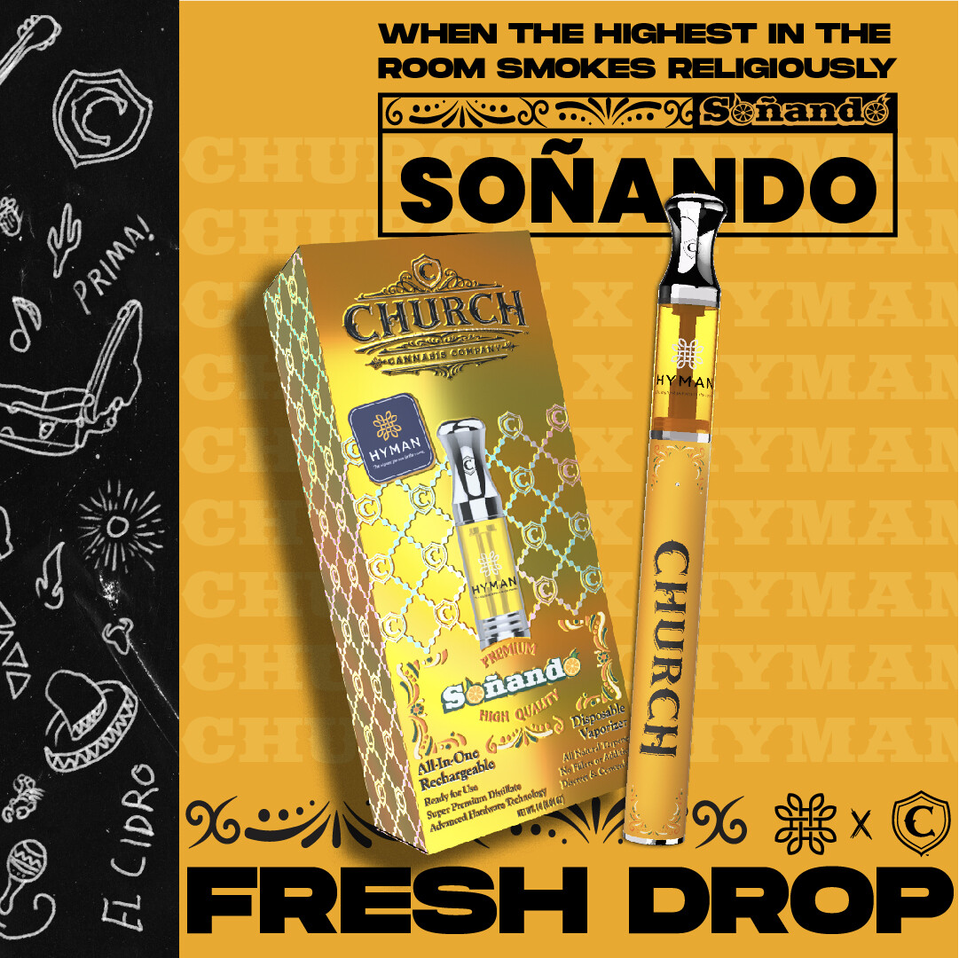 We've got a dreamy drop for you! ✨ Peep @shopchurchco's Soñando distillate disposable #vape – with citrus, orange, and berry flavors plus reported creative and energizing effects – on our Massachusetts #cannabis dispensary menus this weekend. 🍊
