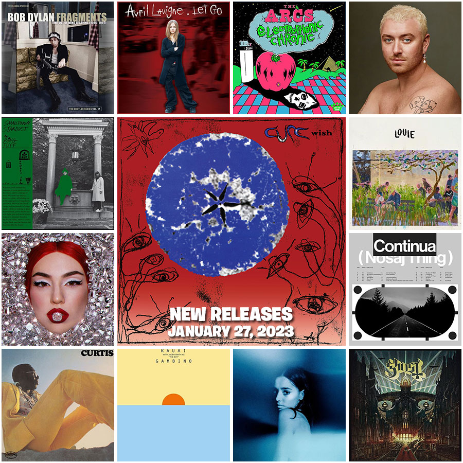 New releases out today: @samsmith, @bobdylan, Childish Gambino (@donaldglover) LP, @kennybeats, @nosajthing, @KINGTUFFY, @samiatheband, @thearcs & @AvaMax, plus vinyl reissues from @thecure, @AvrilLavigne, @thebandGHOST and @CurtisLMayfield. #NewMusicFriday