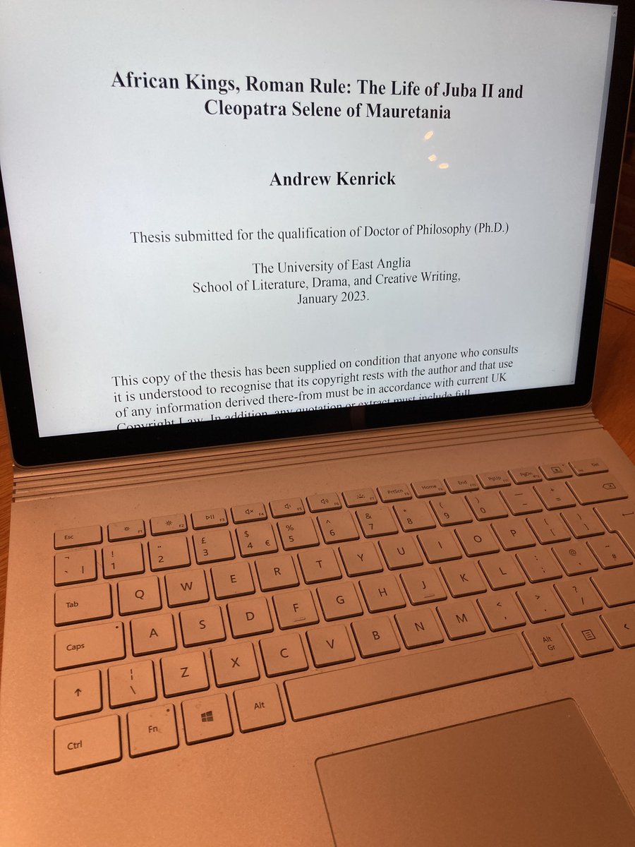 andrewkenrick's tweet photo. It’s done! After 4 (and a bit) years I’ve handed in my PhD, an object-based biography of Roman client-kings Juba II and Cleopatra Selene! #PhDone https://t.co/F4HuHqbQ74