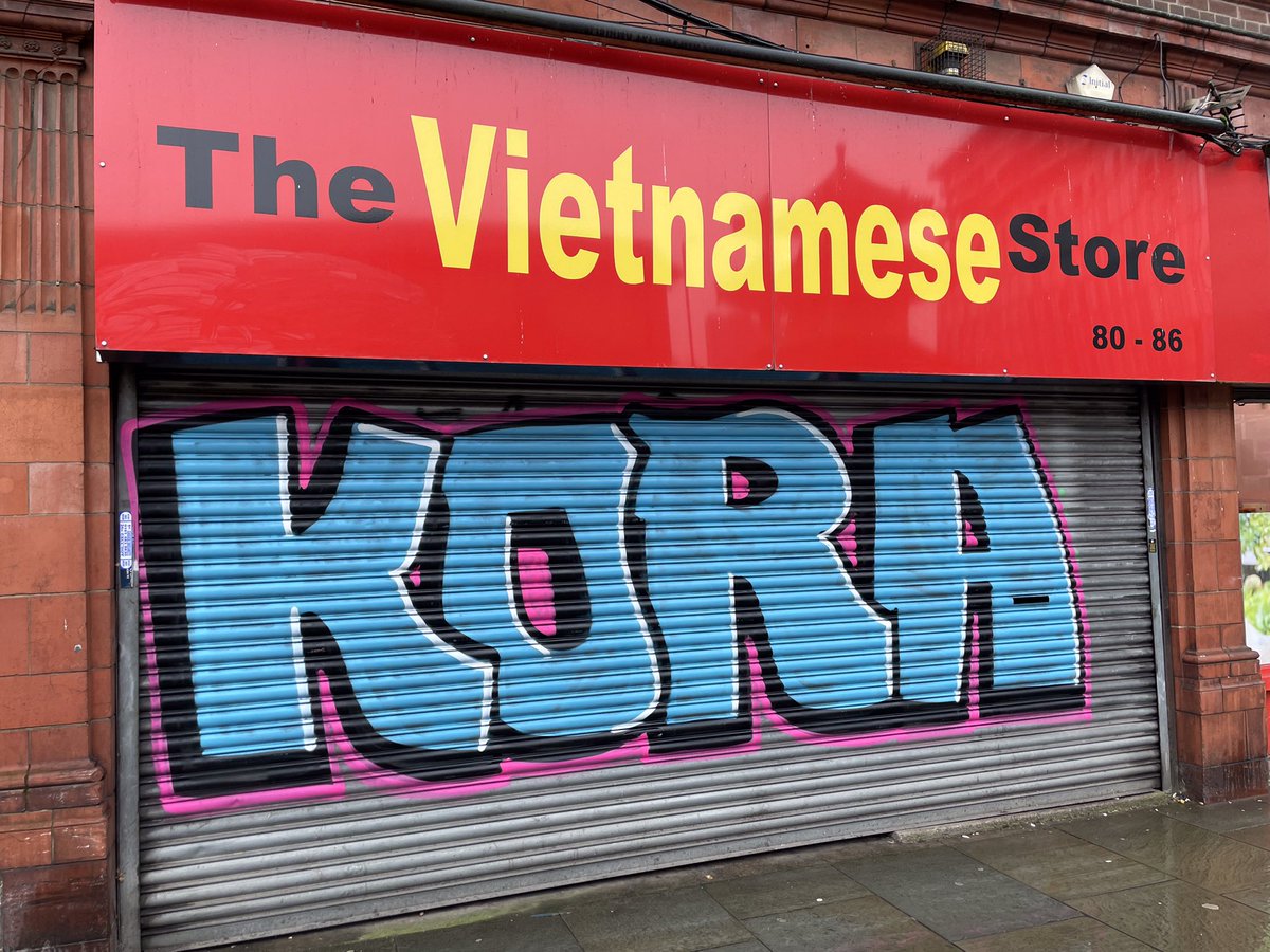 chibo82's tweet photo. This appeared outside my shop overnight. Can the graffiti artist add colour to my other shutters on the left.

#ancoats
#graffiti 
#shutter
#nqmanchester
#northernquarter https://t.co/RNzL9LKL5o