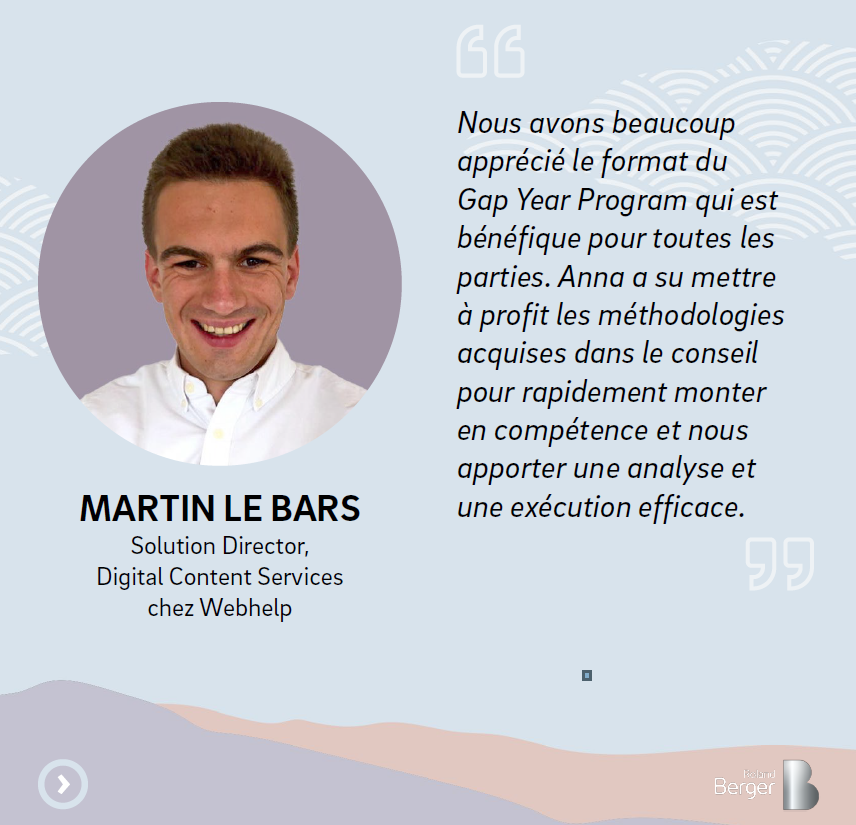 BergerParis's tweet image. Le #GapYearProgram, c'est la possibilité de bénéficier d'un apprentissage d'excellence, alliant stratégie et  opérationnel.

⬇️Retour sur l'expérience d'Anna (Ex-Gap Year) et Martin (@Webhelp_FR) 

🗓️ Les candidatures sont ouvertes jusqu’au 17/02 !

bit.ly/3CQWXmY
