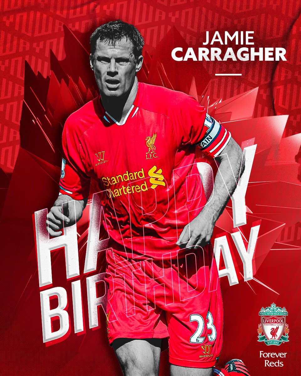 LFC's tweet photo. 737 appearances 🔴
11 honours to his name 🏆

Have a boss day, @Carra23 🎊 https://t.co/2mBqtjnEad