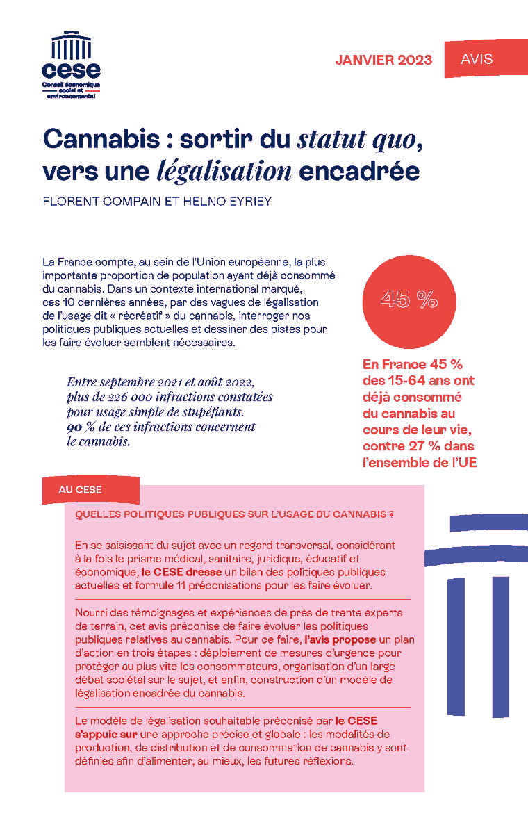 lecese's tweet photo. 📢 #Cannabis : sortir du statu quo, vers une #legalisation encadrée

Le #CESE a adopté son avis mardi dernier en séance plénière ! ✅

Découvrez les préconisations de l'avis rapporté par @Florent_COMPAIN &amp; @HelnoEyriey au nom de la Commission temporaire présidée par JF Naton👇 https://t.co/qv2RsiwvxL