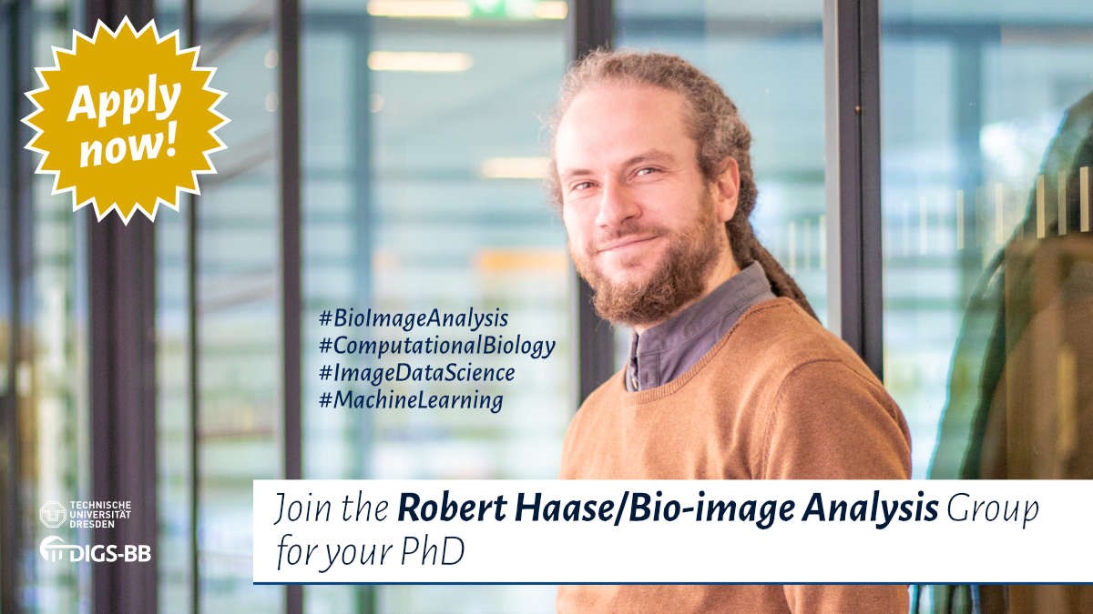 🚨Job alert🚨
If you're interested in interdisciplinary research between Imaging, #BioImageAnalysis and Machine Learning, join us as PhD student in #BioImageDataScience for understanding Human Pathomechanisms via <a href="/digsbb/">DIGS-BB</a> <a href="/PoLDresden/">Physics of Life Dresden</a> 
🔬🖥️🧠🚀
digs-bb.de/fileadmin/user…
