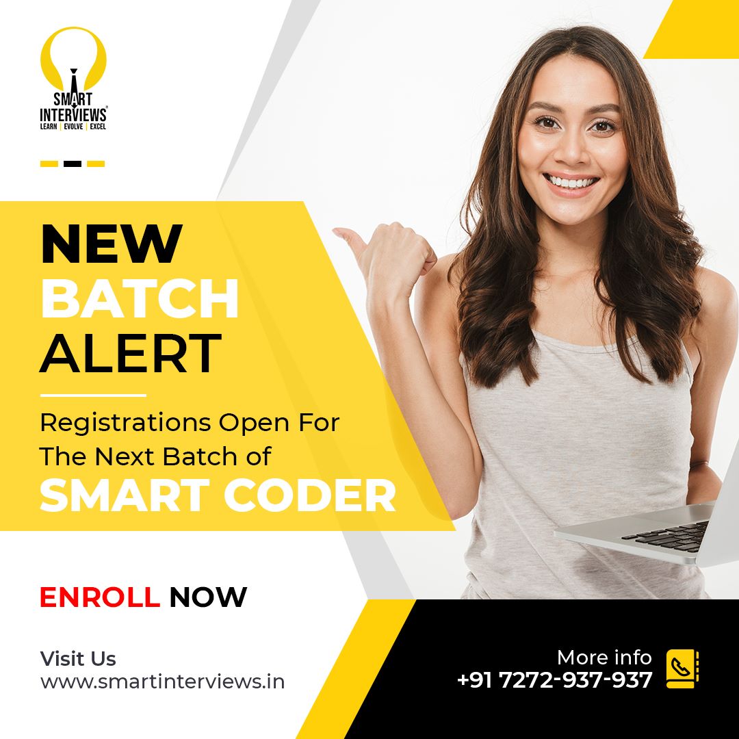 smart_interview's tweet image. Go ahead, and take the first step to become a top-notch coder and problem-solver.
Enroll now and reserve your seat for the next batch of Smart Coder.
#dsa #datastructuresandalgorithms #newbatch #smartcoder #smartinterviews