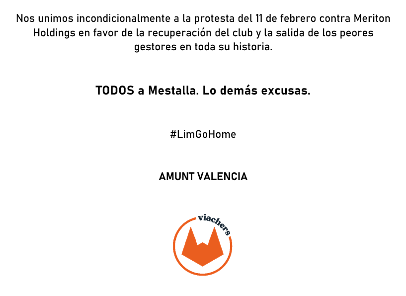 viachers's tweet photo. TODOS a Mestalla. 

Lo demás excusas.

#LimGoHome @LibertadVCF AMUNT @valenciacf https://t.co/sNNJq9WEIF