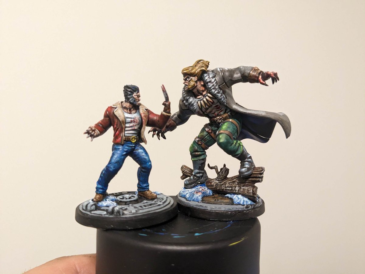 anishtantony's tweet photo. My first models of the year. Happier with Logan, I think I messed up the blood on Sabertooth #MarvelCrisisProtocol #MCP @atomicmassgames #miniatures #xmen https://t.co/LWRHWZmFdh
