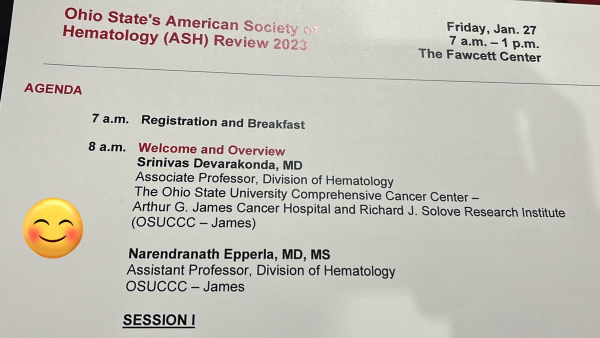 <a href="/NEpperla/">Narendranath Epperla, MD, MS, FACP</a> and Dr Devarakonda <a href="/OSUHematology/">Ohio State Hematology</a> Excellent session. PS ❤️ that frailty was addressed by each investigator <a href="/SeemaAliBhat1/">Seema Ali Bhat</a> <a href="/ElviraUmyarova/">ElviraUmyarova</a> <a href="/tvoorheesmd/">Timothy Voorhees, MD, MSCR</a> #geriheme #gerionc moving the cancer and aging needle!