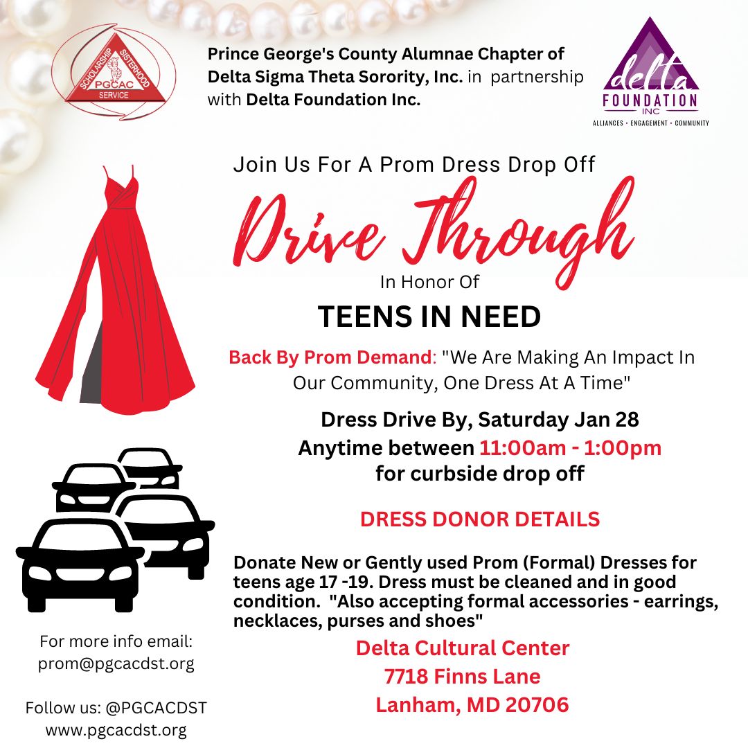 pgcacdst's tweet photo. Do you have a new or gently-used formal dress a teen could wear? Stop by our dress collection drive-through TOMORROW from 11a-1p at 7718 Finns Lane in Lanham. We're accepting all sizes (jewelry, shoes &amp; purses, too!)
#PGCACDST #PGCACPromDress #DMV #dmvprom #dmvfashion #dmvstyle https://t.co/TYxTn0q5Ge