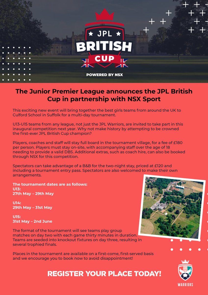 🤝 The #JPLBritishCup will take place in May & June 2023, with U13-U15 teams from any league invited to take part! 

✍️ form.jotform.com/223272803304346

#JPLWarriors🛡️ | @nsxgroup
