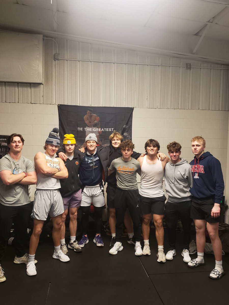 Everybody wants to ball in the Fall. Not many are grinding at 6 AM in January trying to get better. We got some dawgs <a href="/VeronaWildcatFB/">Verona Area Wildcat Football</a> . Proud of this group and fun watching them work this morning! (Not pictured: <a href="/LucasStrasser5/">Lucas Strasser</a> - off getting extra work during the photo.)