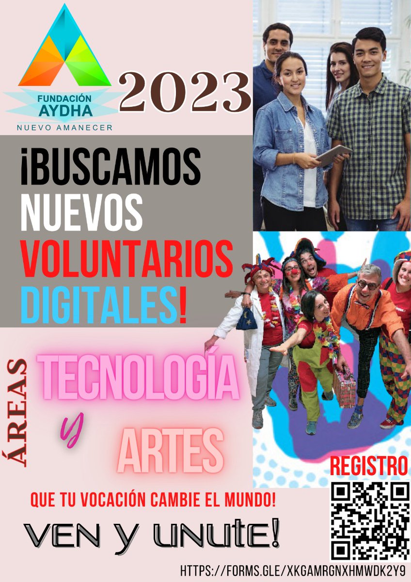 💡✨CONVOCATORIA PARA #VOLUNTARIOS ✨ 🌎
🔊Ven a trasnsformar los #Ecosistemas
🛰️ #tecnologia 
🎩#ARTES

📢Regístrate  forms.gle/xkgAMrGNXHMwDK…

#innovation #volunteering #Bolivia #LATAM #art #savetheplanet #GoldenEye #AI #ODS #meta #VR #fundacionAYDHA #GenderX