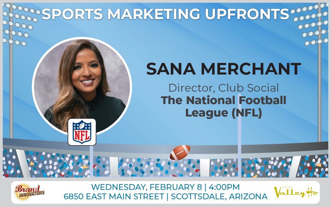 🚨 
The <a href="/BrandInnovators/">Brand Innovators</a> Sports Marketing Summit &amp; Upfronts
Feb 7-9, Scottsdale Arizona

Speaker Preview 🧵 
1/?

We are all in with the <a href="/NFL/">NFL</a> talking Audience Growth efforts and going “Behind The Brand” with this amazing group of marketing leaders!

brand-innovators.com/events/brand-i…