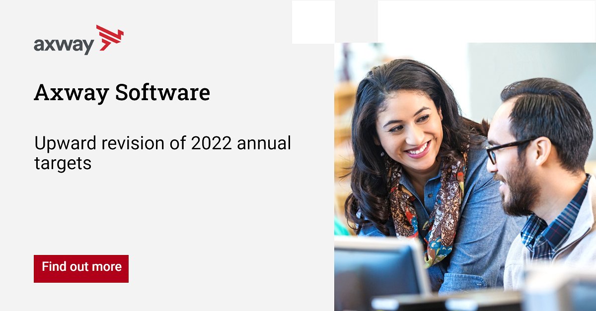 Axway's tweet photo. Axway announces an upward revision of its organic growth and profitability guidance for the fiscal year 2022. 
▶️ Read the full press release. https://t.co/KpEDozjjod https://t.co/yBlaIQTt34