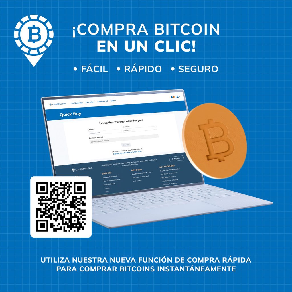 LocalBitcoinsES's tweet photo. Les traemos una nueva característica en la plataforma…  ➡️#QuickBuy

¡Ahora puedes comprar Bitcoin en un solo clic!💻
                                                                              #LocalBitcoins #LocalBitcoinsES #Bitcoin https://t.co/hYN2BMEfvs