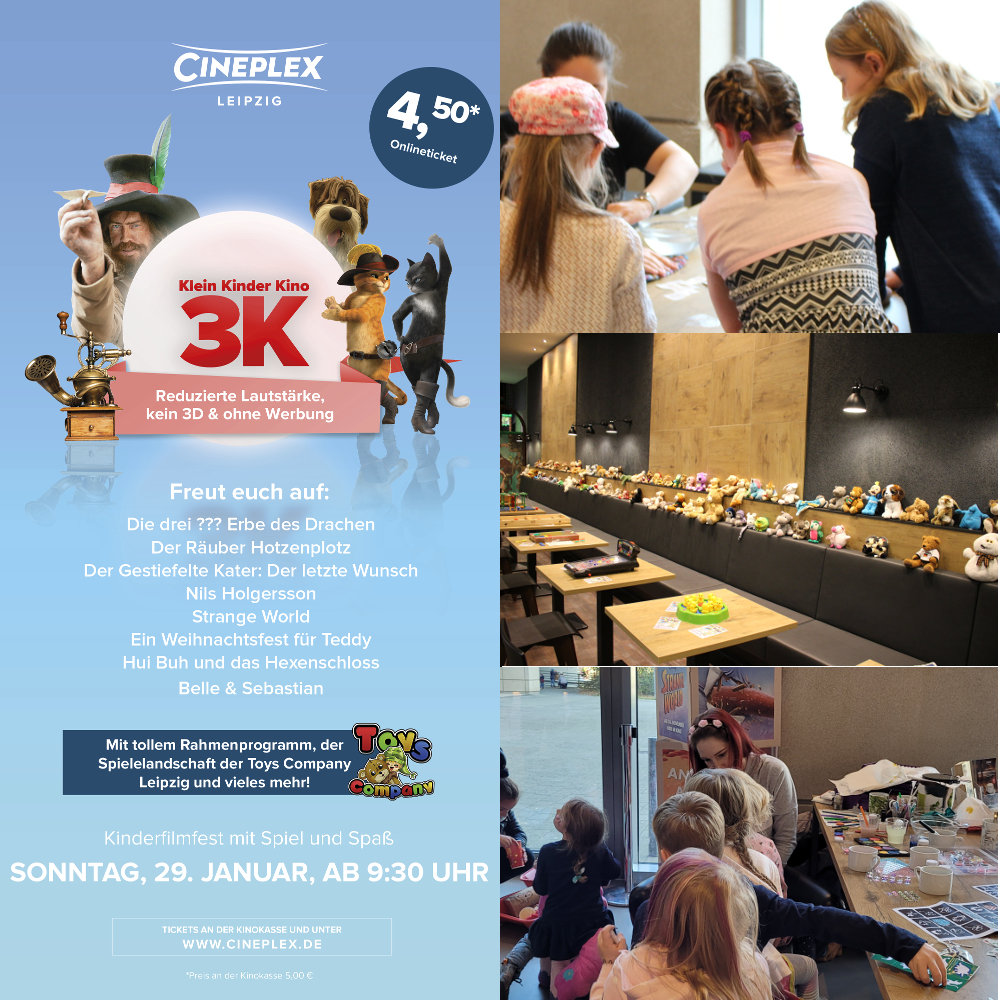 🎬 Kino für die kleinsten Kinofans: Diesen Sonntag, den 29. Januar, laden wir wieder zu Film, Spiel und Spaß mit unserem 3K Kinderfilmfest. Für nur 💥 kleine 4,50 € (online), unabhängig von Alter und Größe. 👍 Alle Filme und Tickets findet ihr hier -> fcld.ly/wle1lum